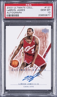 2003-04 Ultimate Collection Autograph #127 LeBron James Signed Rookie Card (#197/250) - PSA GEM MT 10